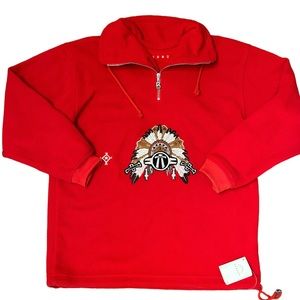 BOGNER Unisex Red Fleece Outdoor Ski Pullover Native American South Western NEW